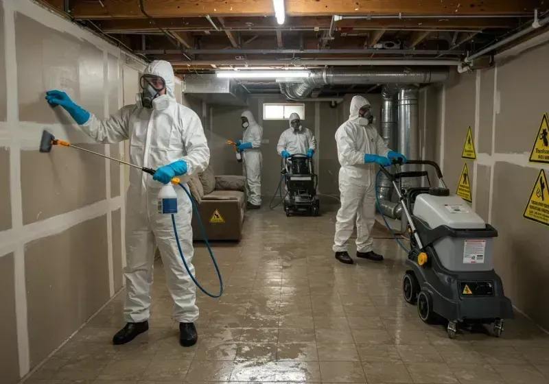 Basement Moisture Removal and Structural Drying process in Highlands-Baywood Park, CA